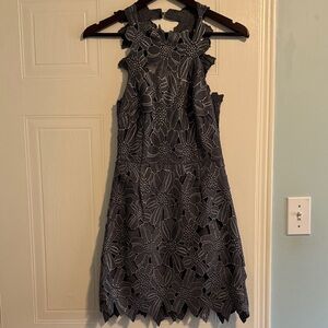 Free People Charcoal Floral Lace Mini Dress